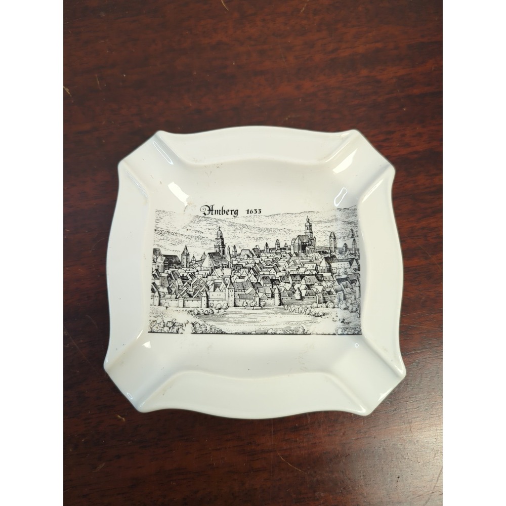 Royal Porzellan Bavaria KPM Amberg Germany Vintage Souvenir Ashtray Ceramic Dish
